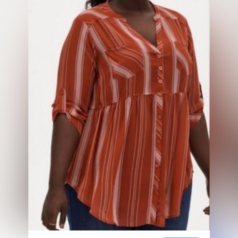 Torrid Emma Babydoll Tunic Top Orange Size 5x - Picture 3 of 11